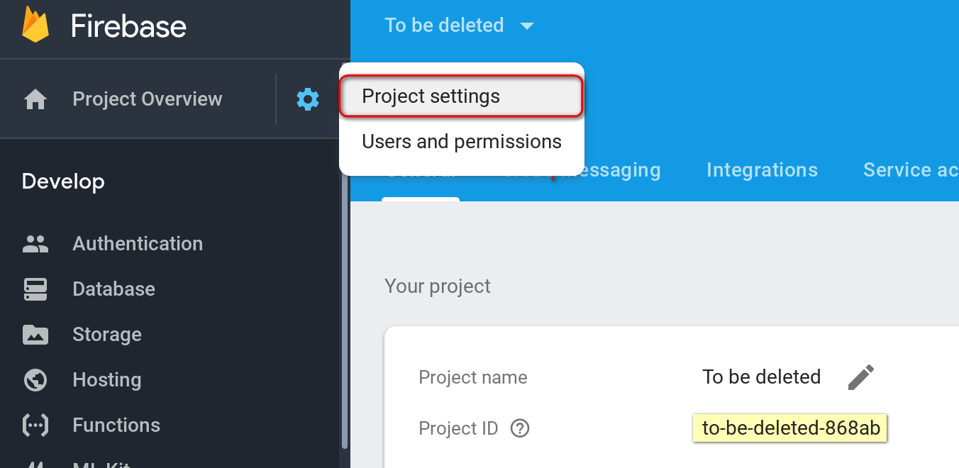 Идентификатор проекта Firebase