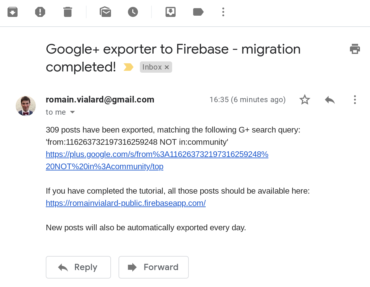 Уведомление о завершении миграции
