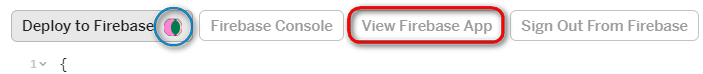 Кнопка View Firebase App