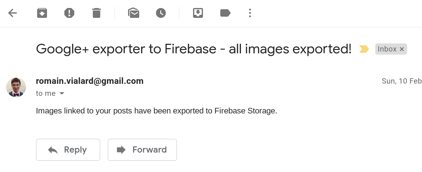 Уведомление об экспорте изображений
